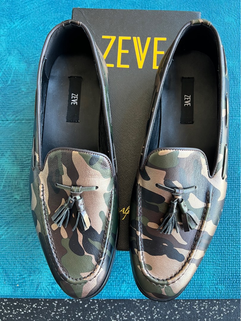 Dongger Men Loafers Dress Shoes Camouflage Pattern