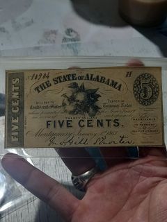 1863 5 cents The States of Alabama banknote