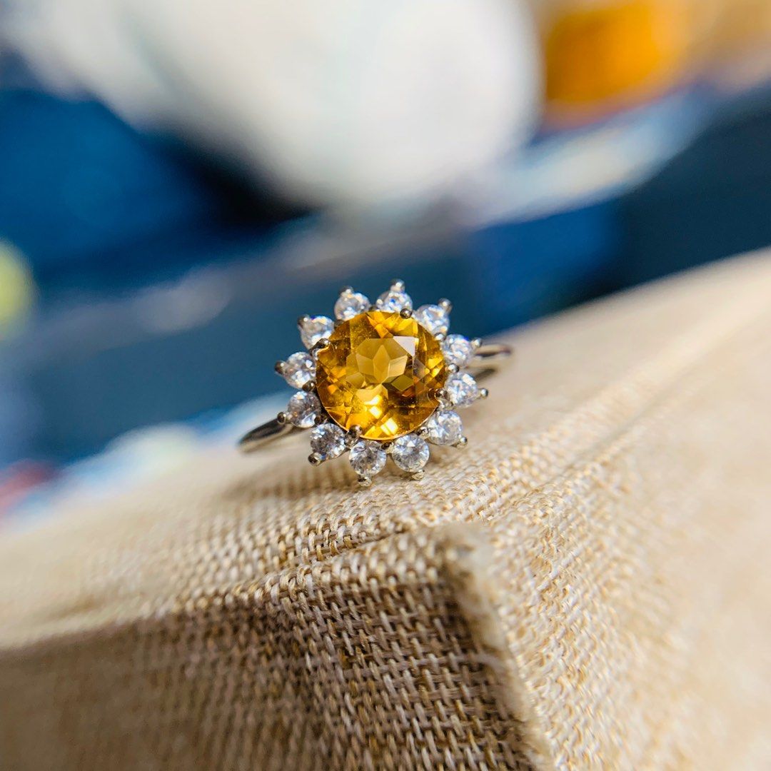 925 Sterling Silver Natural Citrine ring cincin with certificate PRICE in description