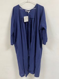 藍色長版全新開襟罩衫#23吃土季