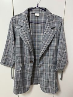 灰色條紋套裝(外套+褲子)