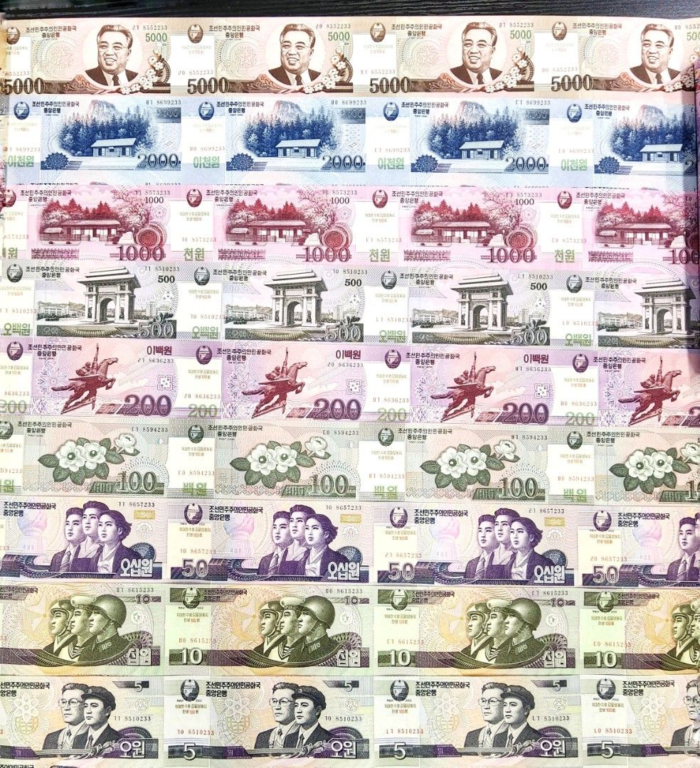全新> 北韓5 - 5,000韓元(2008年) 28連張套裝, 興趣及遊戲, 收藏品及紀念品, 錢幣- Carousell