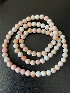 💖福利價💖天然玉化女王貝三圈手鏈/頸鏈 6mm(靚色玉化)64198418131714110