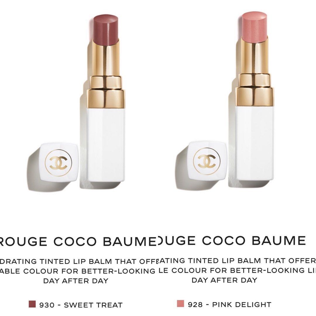 全新現貨CHANEL ROUGE COCO BAUME Hydrating Tinted Lip Balm With Buildable Colour  (928/930) Chanel 2023白管唇膏新色, 美容＆個人護理, 健康及美容- 皮膚護理, 化妝品- Carousell