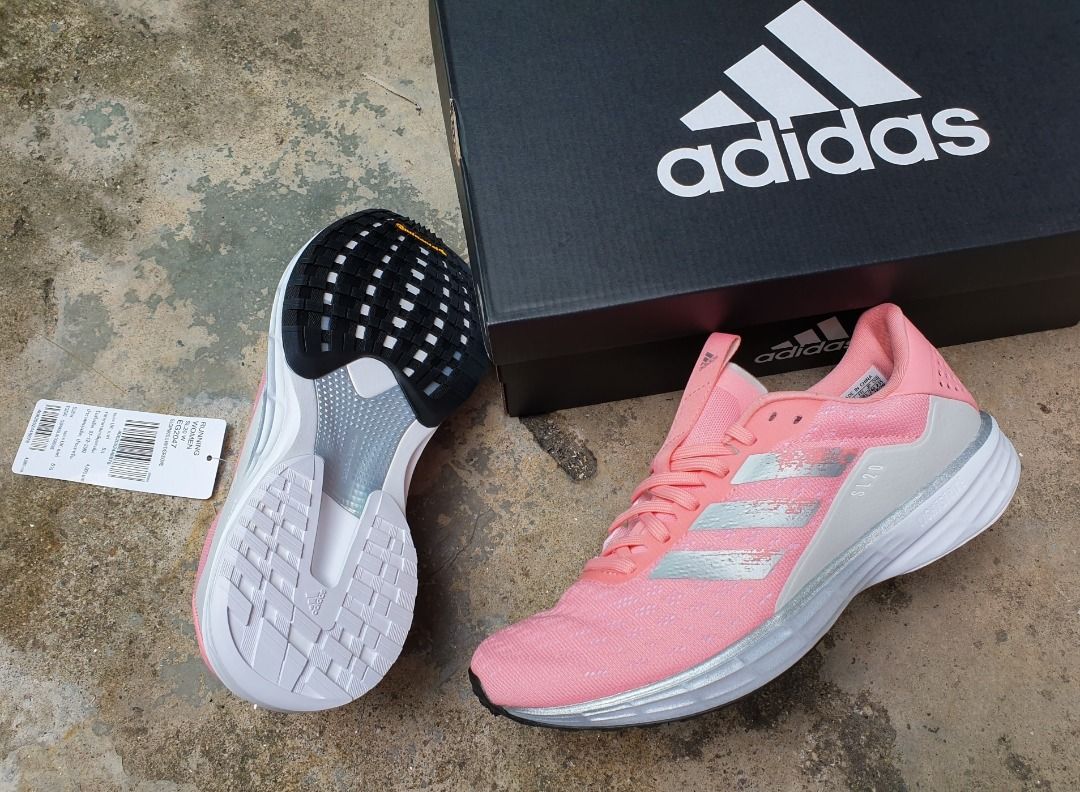 adidas SL20 LightStrike Pink Silver White Women Road Running Shoes EG2047,  Fesyen Wanita, Sepatu di Carousell