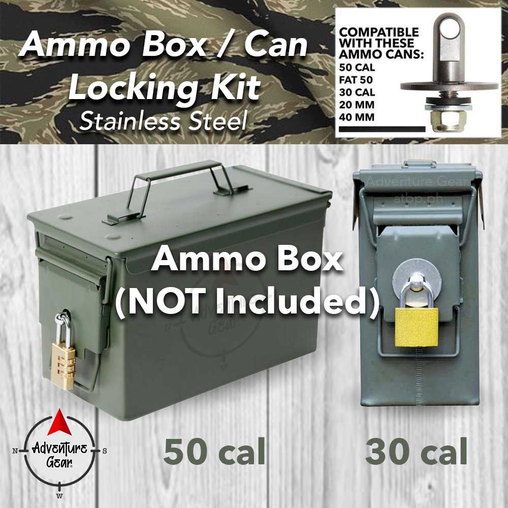 Ammo Box Locking Hardware Kit (Set) Tool Box (Category: Hiking & Camping) located in San Mateo. Submitted by adventure.gear.ph (Listing ID 1233386095, Image 1). Description: ★★★ Ammo Box / Can Locking Hardware Kit (Set) ★★★ (Ammo Box NOT Included) »Features: ★Works on 50 Cal, Fat 50, 30 Cal, 20 mm, 40 mm Ammo Box/Can. ★Will work with Medium Size Locks as large as 1/4" Lock Shackle ★Kit includes: 1 - Stainless Steel Stud 1 - Large washer (for 30 C