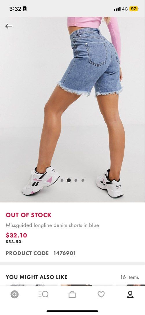 Missguided longline denim shorts in blue sales