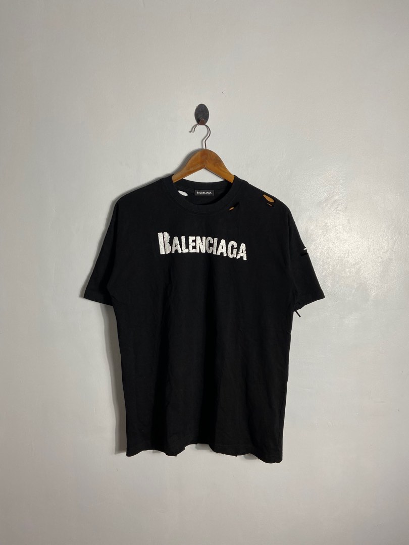 Balenciaga logo-print Distressed T-Shirt - Black