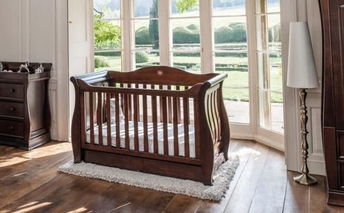 Dark wood sleigh cot bed on sale