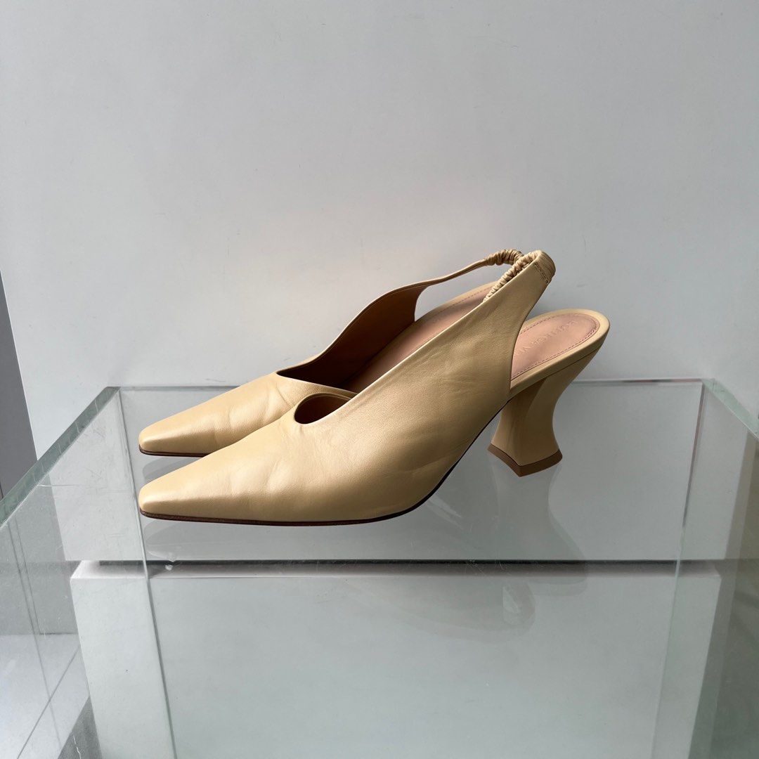 Bottega Veneta Almond Slingback Pumps Beige Women s Fashion