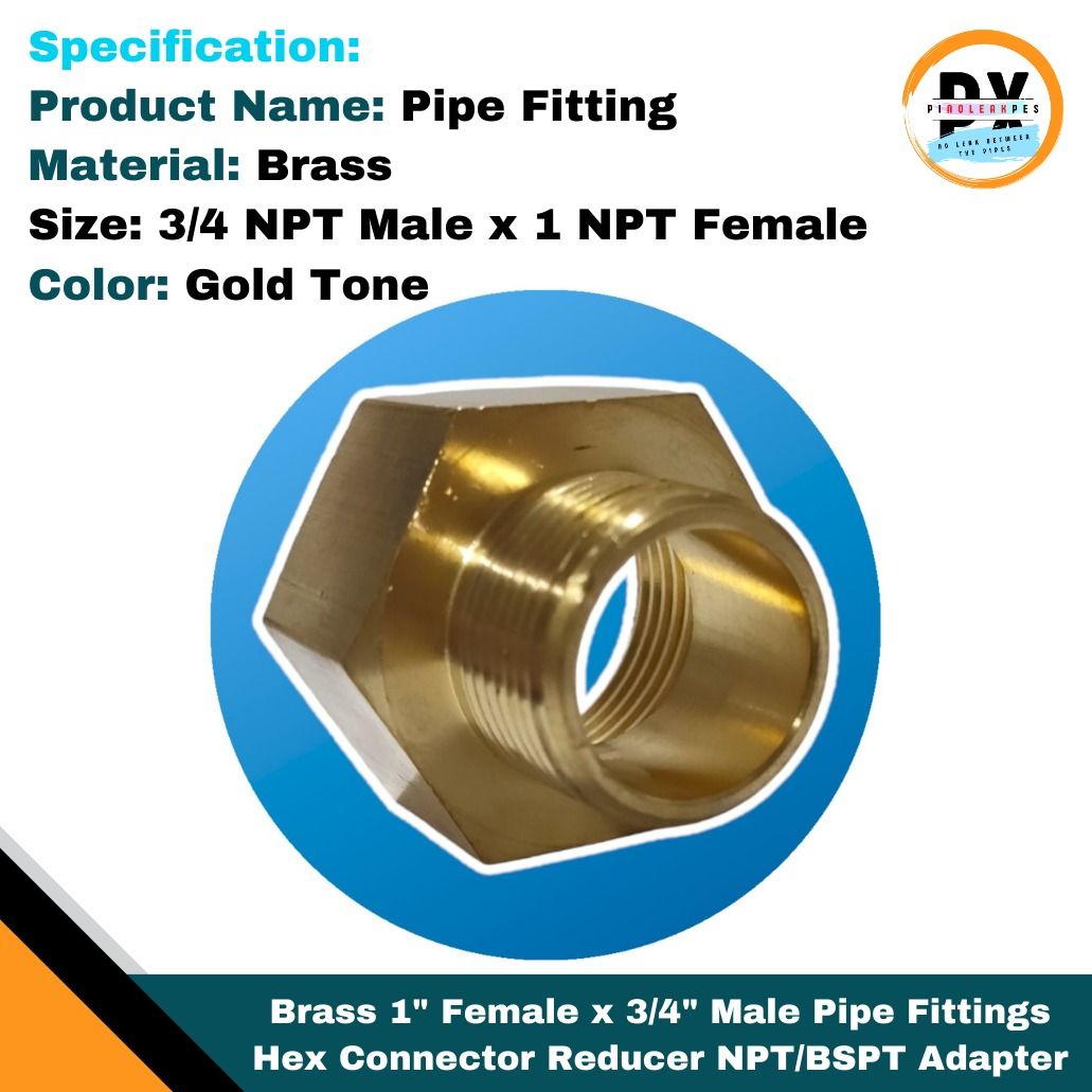 Brass 1" Female x 3/4" Male Pipe Fittings HEX Connector Reducer NPT