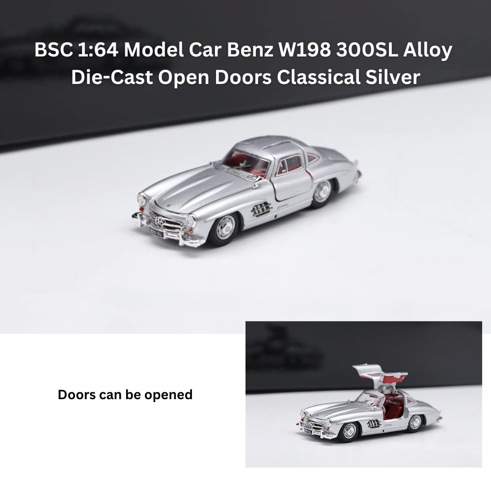 Voiture Miniature 1:64 Mercedes 300SL Solo - Argenté - Modèle Diecast Neuf 2025