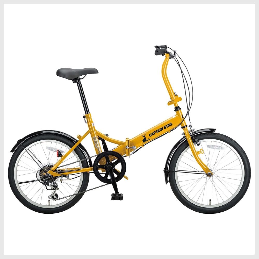 Captain Stag FDB206 Liano YG 1454 20 Inch Folding Bicycle Shimano 6 Speed Shifter Front and Rear Mud Flaps Standard Equipment Matte Black Matte
