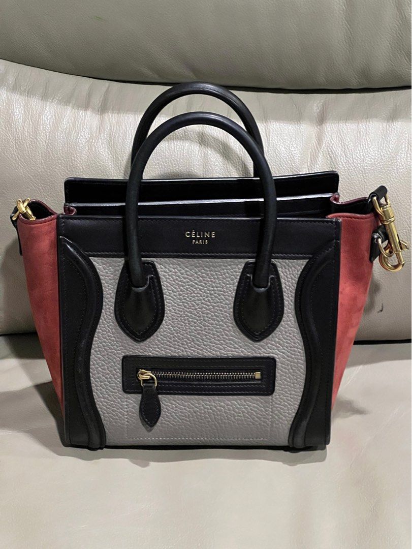 Authentic CELINE Tricolor Smooth Calfskin Nano Luggage Tote sling, Luxury,  Bags & Wallets on Carousell