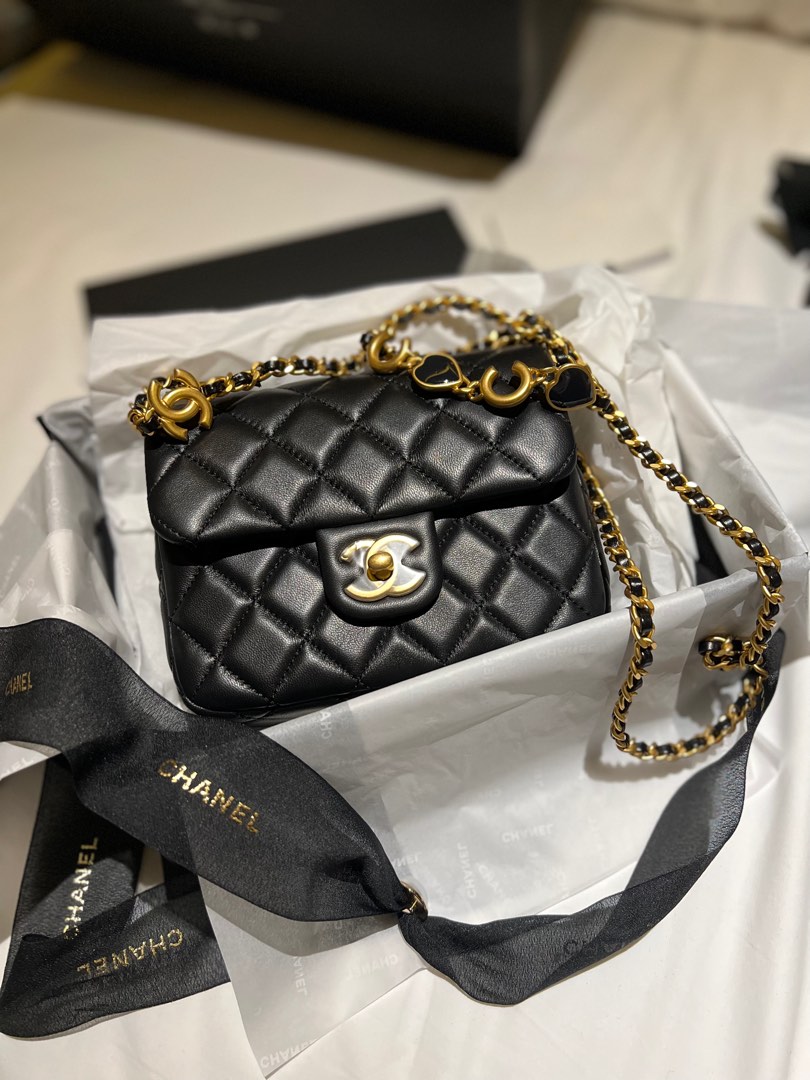 Chanel Coco Chain Mini Square Flap, Luxury, Bags & Wallets on