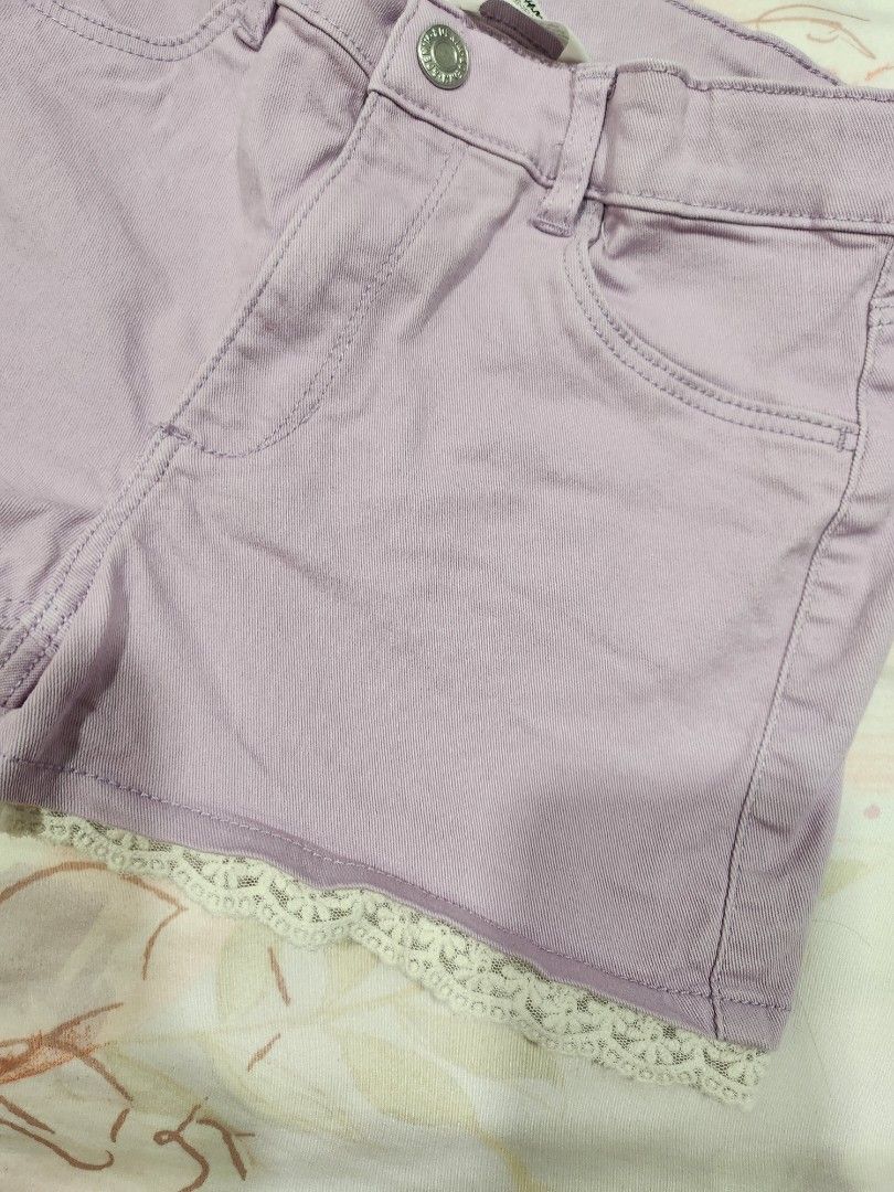 Clearance H M Girls jeans shorts purple with lace