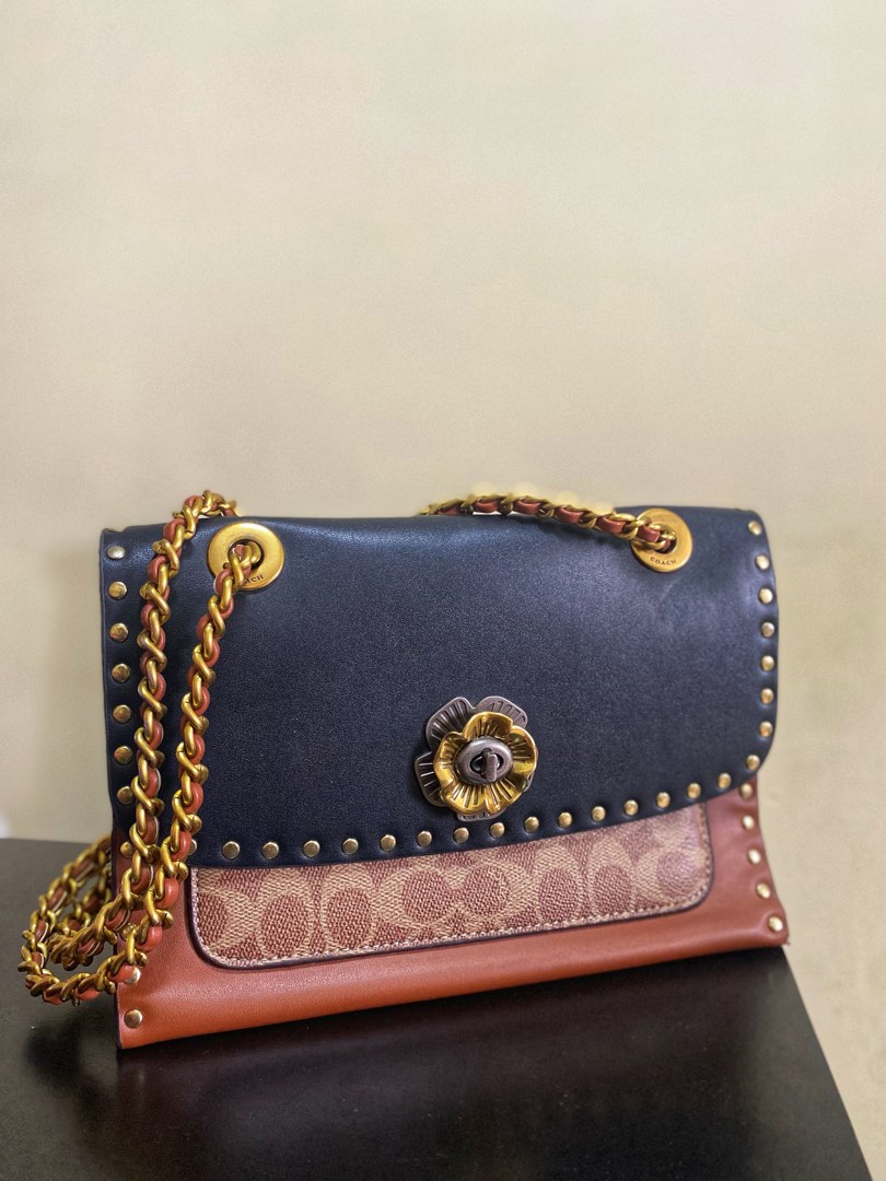 COACH Parker with Rivets and Snakeskin Detail Women s Fashion