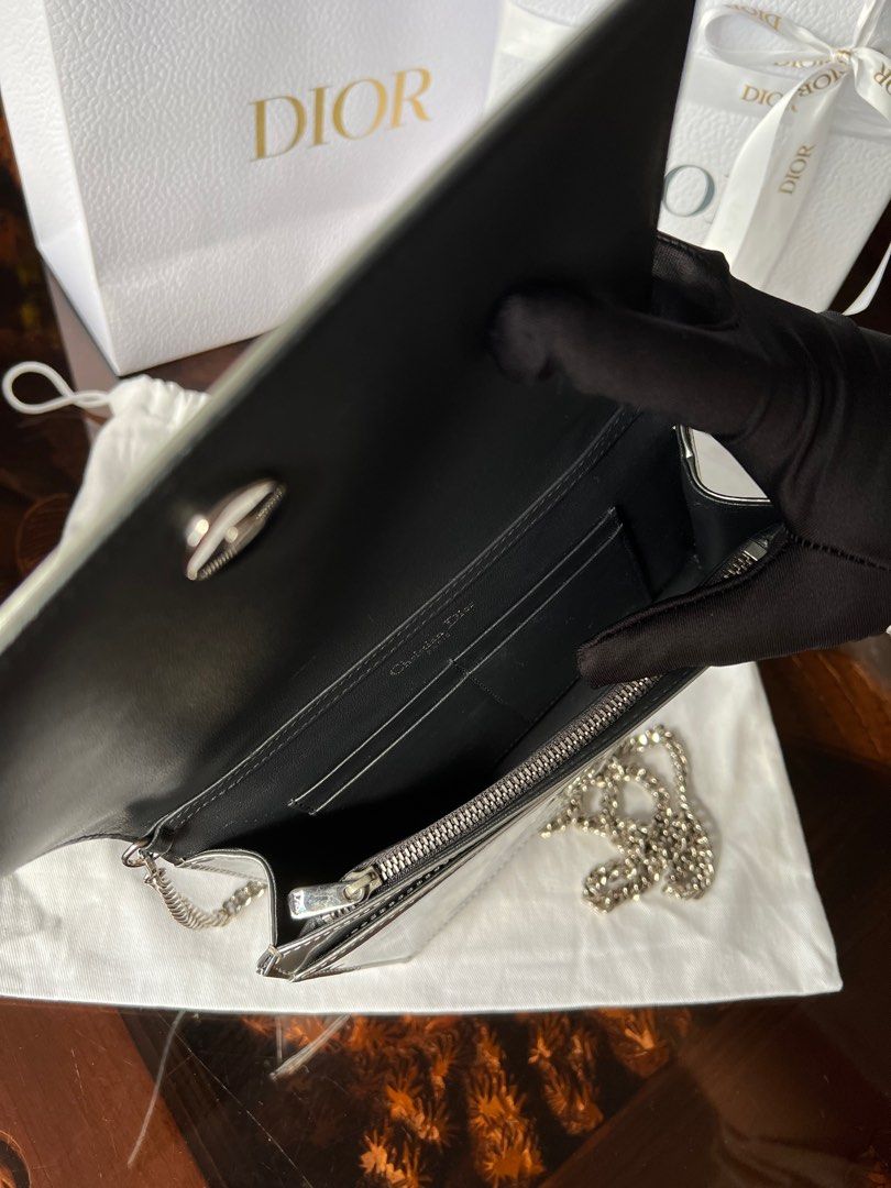 *FULL SET* Dior Diorama Wallet on Chain (WOC) in Silver SHW, Luxury
