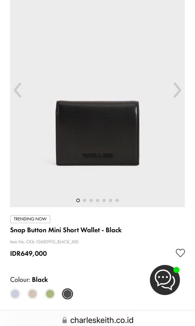 Snap Button Mini Short Wallet - Black