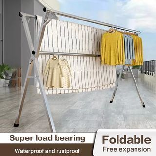 Drying Rack Stainless Steel Windproof Foldable Clothes Rack for Indoor and Outdoor at 50% off!