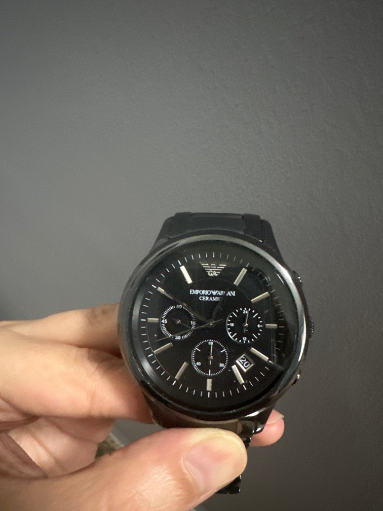 Emporio Armani AR1452 Men's Black Ceramica Chronograph Bracelet Watch ...