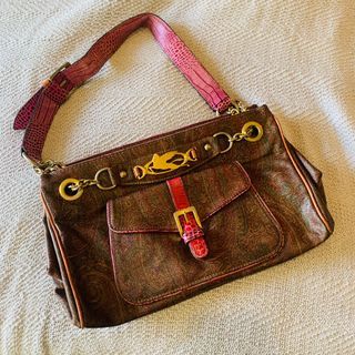 Etro! Vintage Multicolored Leather Baguette Shoulder Bag