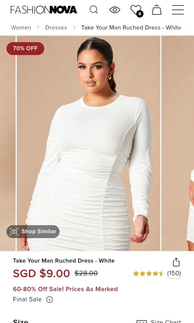 Fashion Nova Curve Plus Sized Ruched Dress Size 1X, Women's