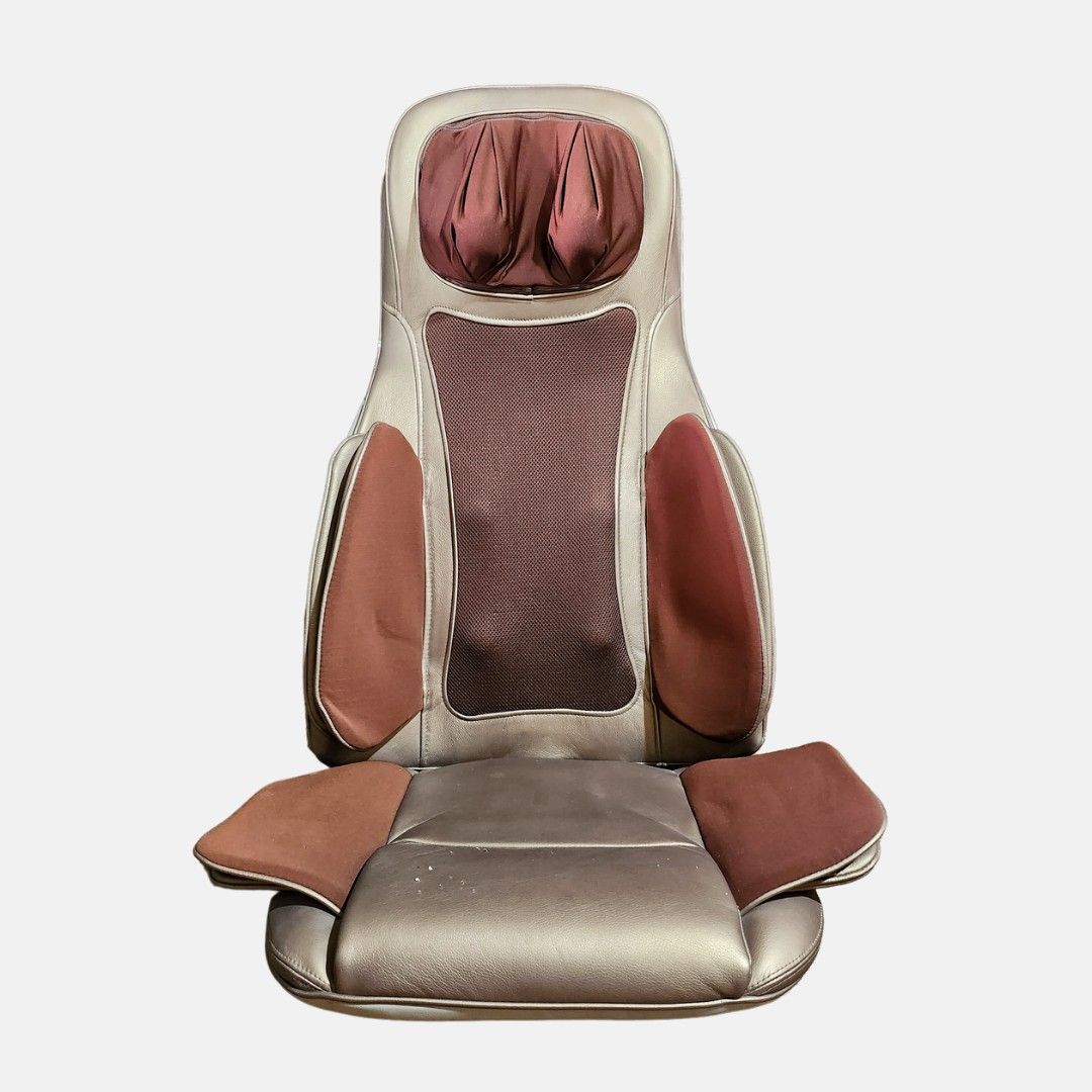 Gintell Portable Massage Chair (Category: Massage Devices) located in Marikina City. Submitted by bodegadiaries (Listing ID 1233449903, Image 1). Description: info - the best after a long tiring day! pampatanggal stress - can be put on the floor or couch but better on a comfy chair for full massage chair effect - has heating, squeezing, and vibrating features - exterior flaws (see pics) but fully working - rfs: decluttering - last 2 pics not mine