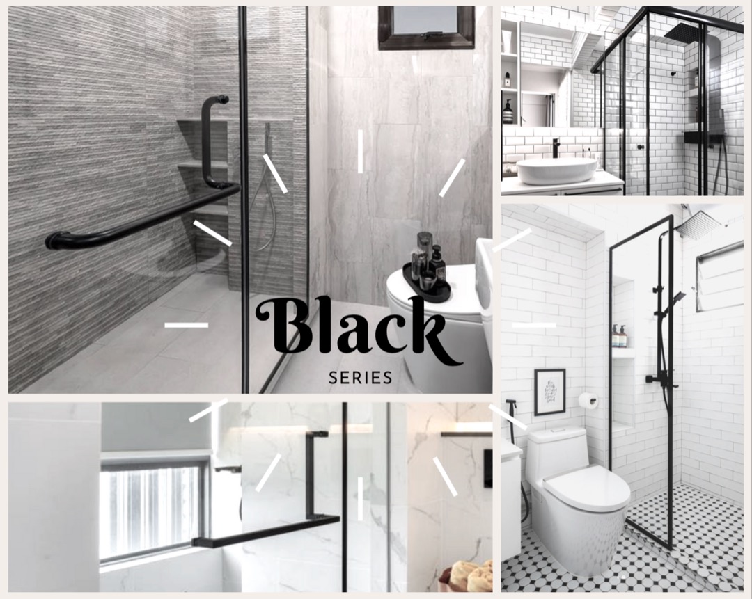 Shower Screen | Tempered Glass | Black Frame Shower Door | Toilet Glass ...