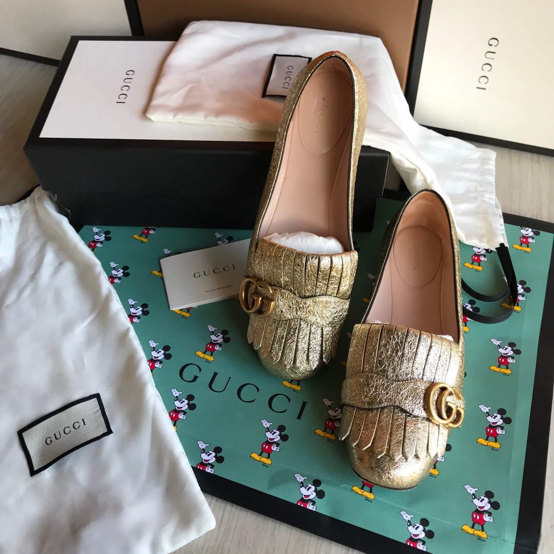 Gold gucci hot sale marmont shoes
