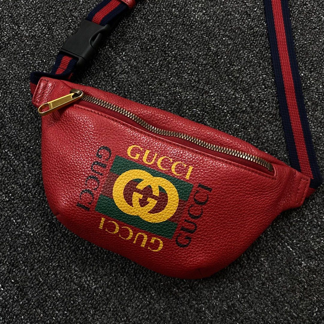 Gucci Box Print Logo Belt Bag Red Men s Fashion Bags Belt bags