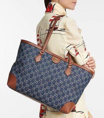 Gucci Ophidia GG Jacquard Denim tote