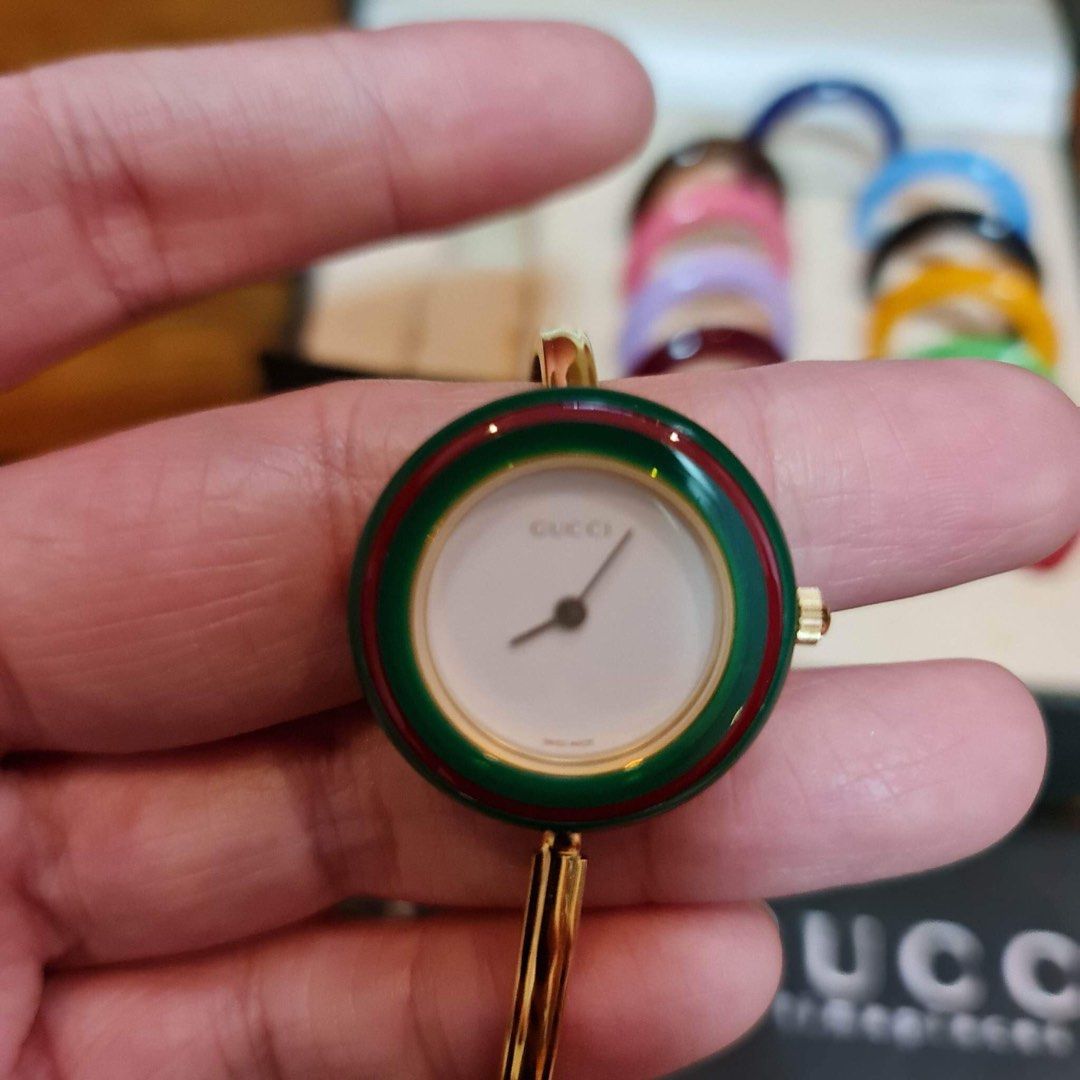 Gucci Watch (Category: Women's Watches) located in Navotas City. Submitted by _strawberrymelon (Listing ID 1233411464, Image 3). Description: Preloved Gucci Watch Almost new condition Plastic at the back still intact Complete Set M-L size Swiss Made USA Bought at Gucci Store during Thanks Giving Day .