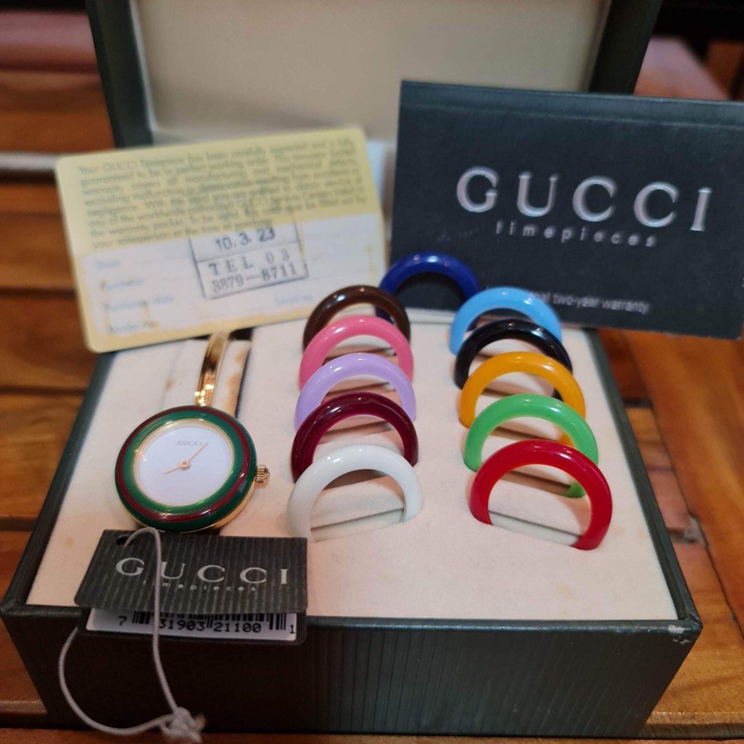 Gucci Watch (Category: Women's Watches) located in Navotas City. Submitted by _strawberrymelon (Listing ID 1233411464, Image 2). Description: Preloved Gucci Watch Almost new condition Plastic at the back still intact Complete Set M-L size Swiss Made USA Bought at Gucci Store during Thanks Giving Day .