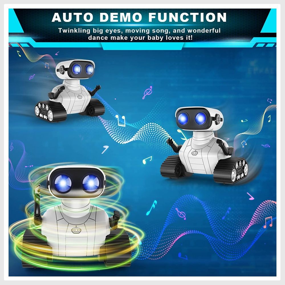 Hamourd Robot Toys for Boys Girls, Rechargeable Remote Control Emo Robots  with Auto-Demonstration, Flexible Head & Arms, Dance Moves, Music, Shining