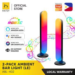 HATSY - (NEW ARRIVAL) 2-Pack Wi-Fi Ambient Bar Light LE, RGBIC Dream Color, Works with Alexa, Google Home and Siri Shortcuts