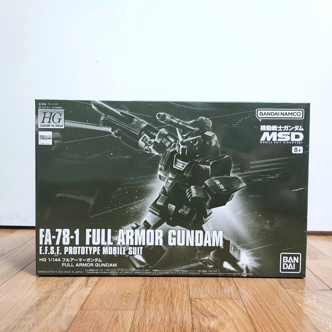 P-Bandai HG 1/144 Full Armor Gundam (Category: Gundam Model Kits) located in Singapore. Submitted by captainrex (Listing ID 1233541733, Image 2). Description: Ready stock, brand new. Runners still sealed in original plastic. Who doesn't like a Gundam that is fully loaded with ballistic ammunition? In an awesome military green colorway some more! 🤩 The armor is also snap on and can be removed to reveal a stand-down Gundam before you load him up a