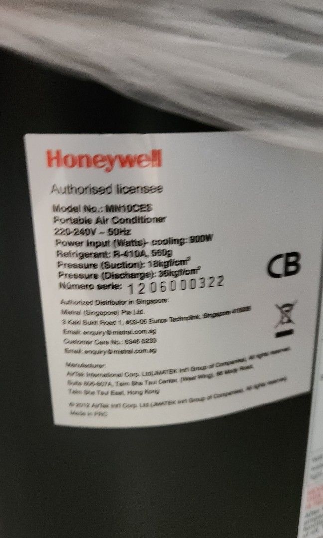 Honeywell MN12CES Portable Air Conditioner, 12,000 BTU Cooling, With