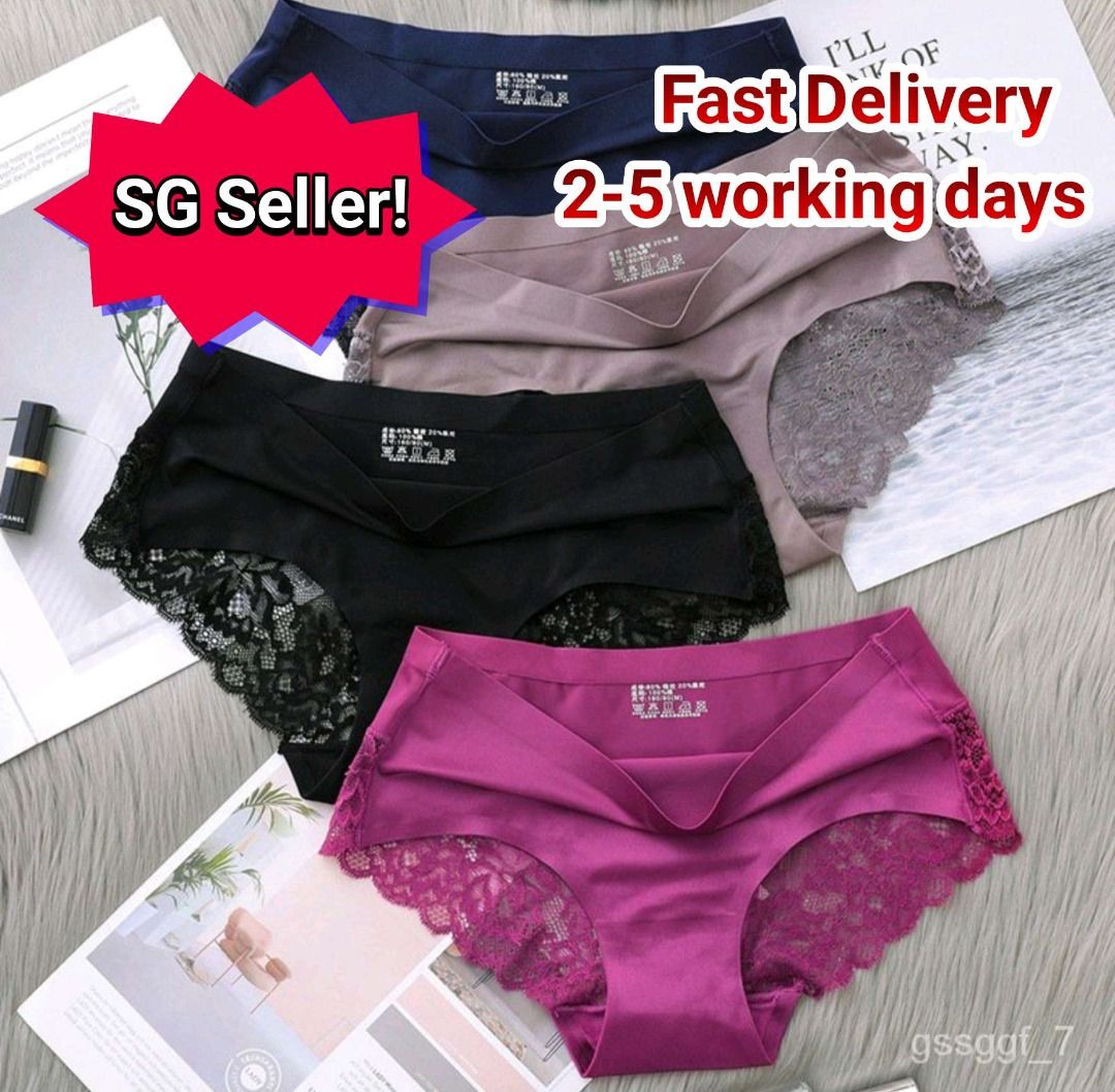 Ice Silk Seamless Panties Lace Soft Cool Womens Underwear C782 Women