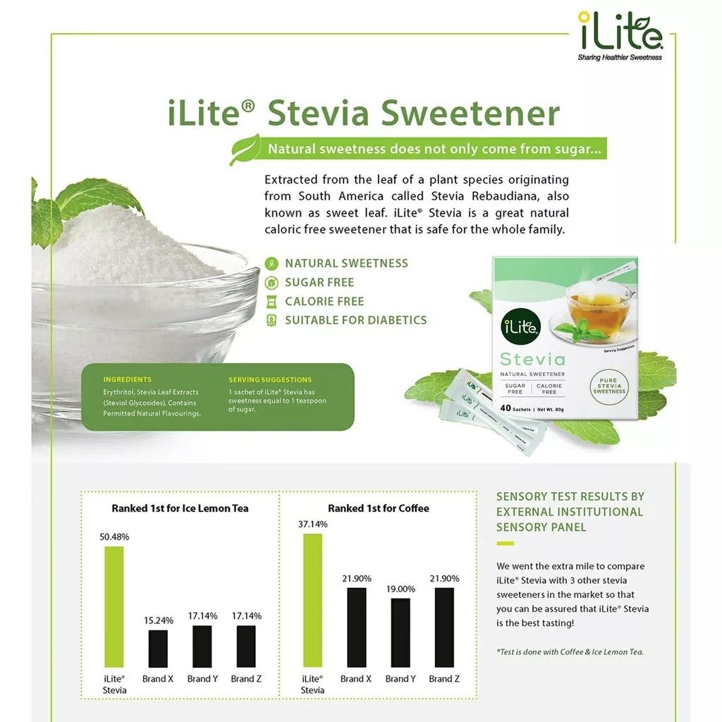 ILite Stevia sugar free sachet natural sweetener sugar free for coffee