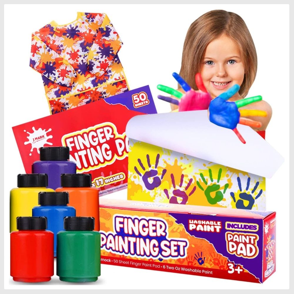 J MARK Washable Finger Paint Set for Toddlers – Set Includes 50