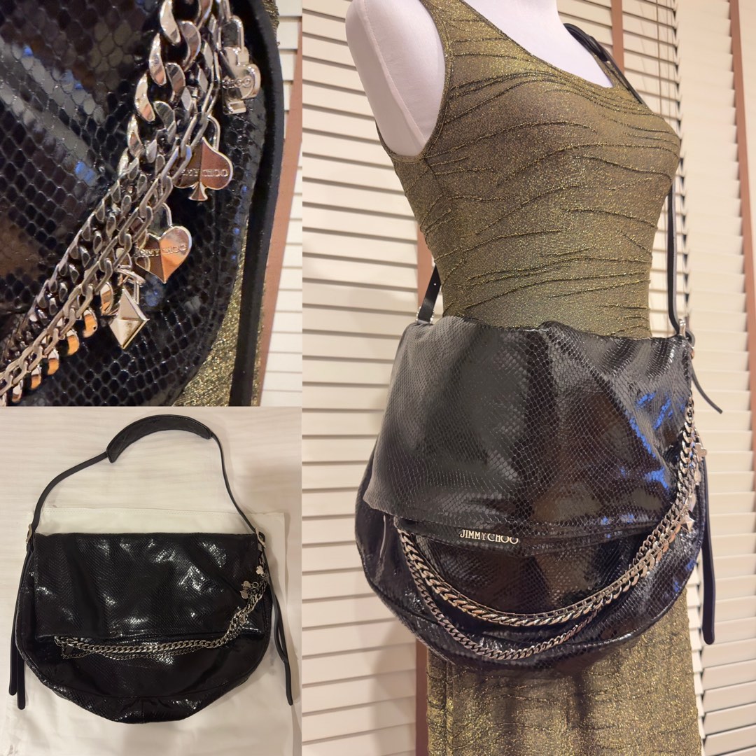 Jimmy Choo Chains Exotic Python Biker XL Bag
