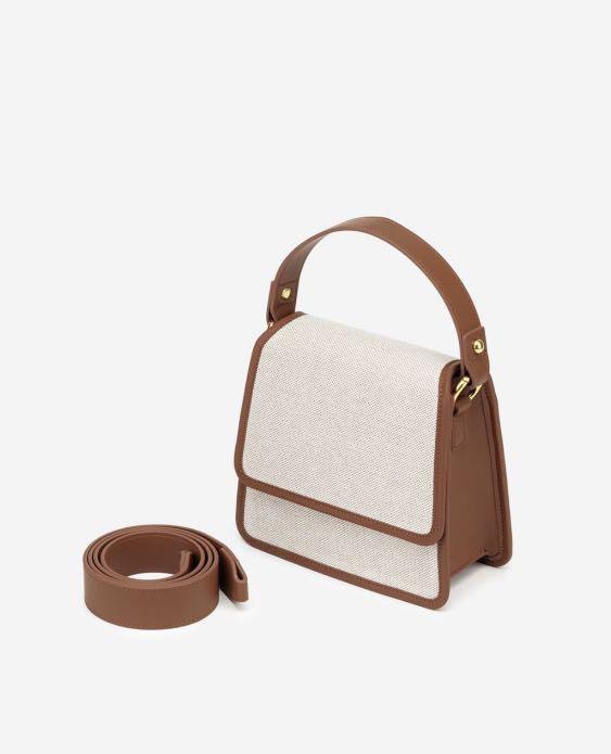 JW Pei The Fae Top Handle bag Beige Canvas, Women's Fashion, Bags