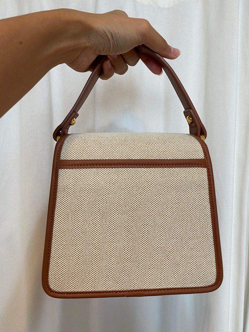 JW Pei The Fae Top Handle bag Beige Canvas, Women's Fashion, Bags