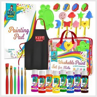 ARTEZA Finger Paints for Toddlers, Nontoxic, Set of 30 Colors, 1 fl oz  Containers, Washable, Kids Art Set, For Paper, Canvas & DIY Projects