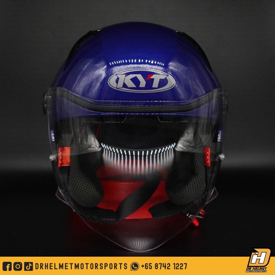 KYT Helmet DCity Plain Blue Metal (PSB Approved), Motorcycles