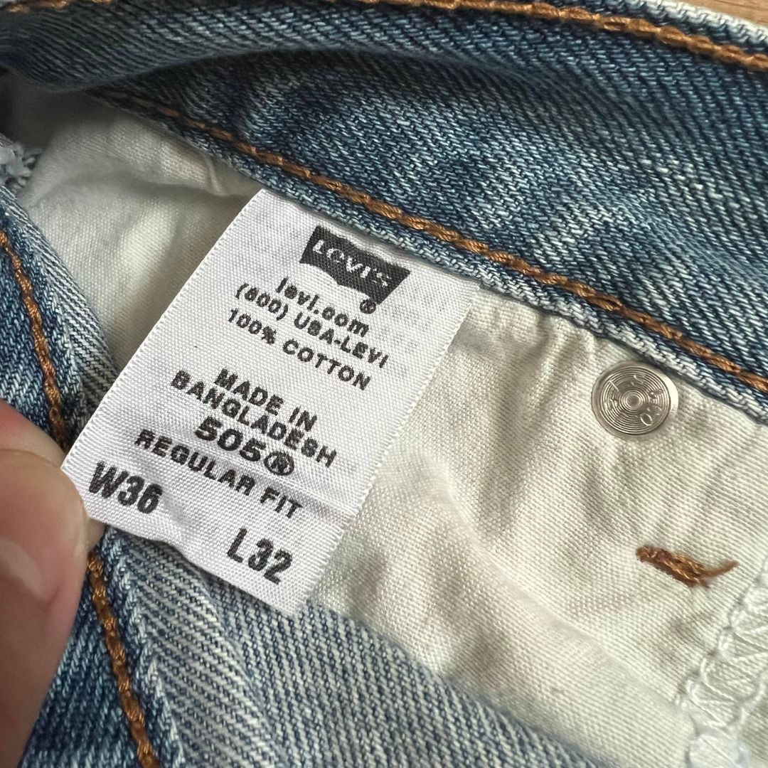 Levis 505 denim vintage 原色淺藍直筒養褲牛仔丹寧長褲古著Levi's, 他