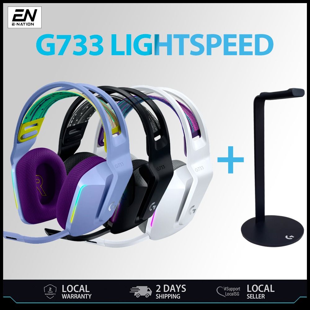 Logitech G733 Lightspeed Wireless Gaming On Ear Headset with Suspension  Headband, LIGHTSYNC RGB, Blue VO!CE mic Technology and PRO-G Audio