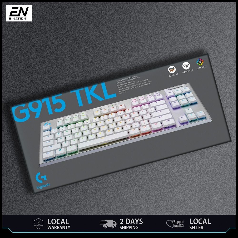 Logitech G915 TKL White Tactile Tenkeyless Lightspeed Wireless RGB ...