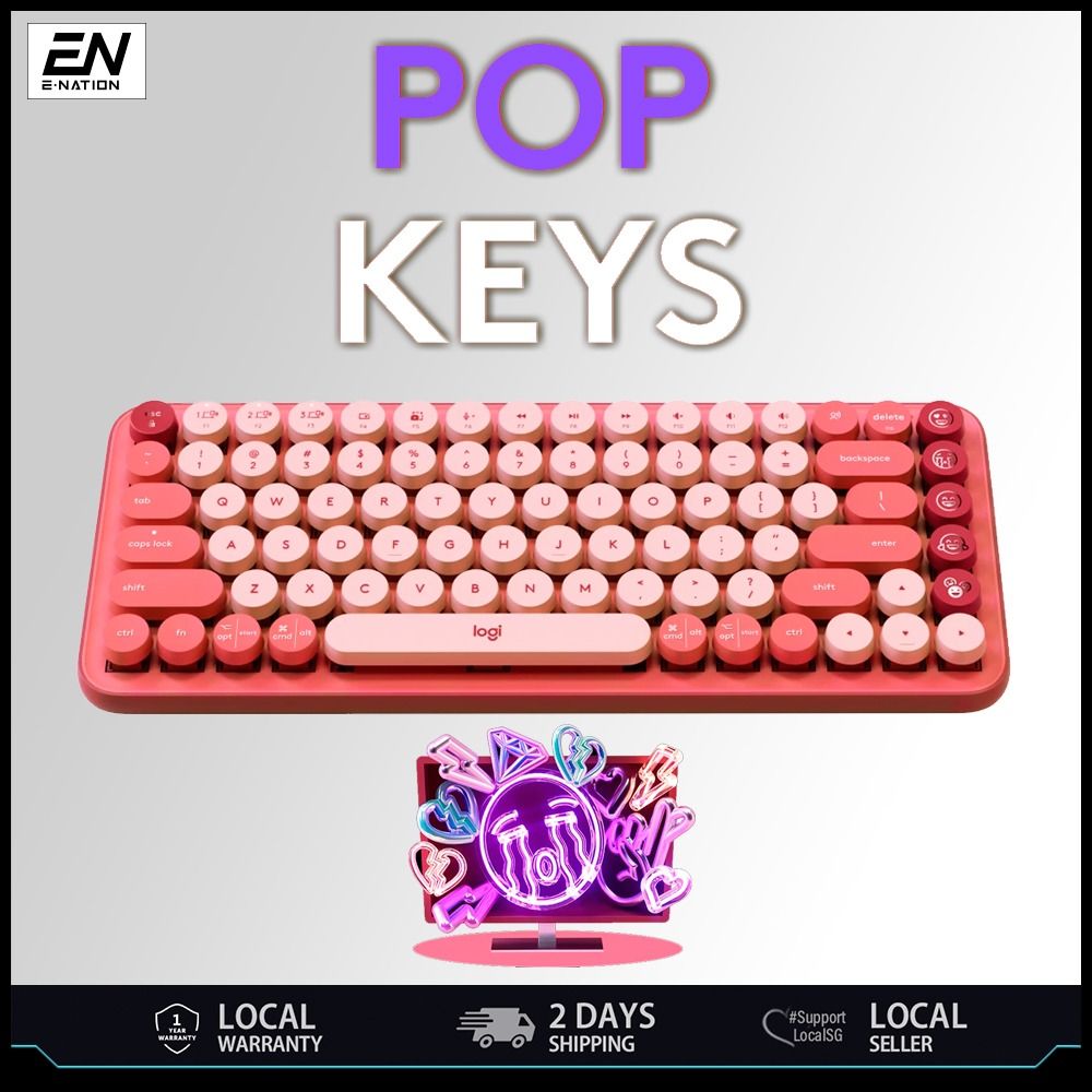 Logitech POP Keys Wireless Mechanical Emoji Keyboard + Pop Mouse Bundle ...